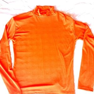 FTWW Long Sleeve Orange Mock Turtleneck with Rhinestones sz 6/8